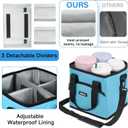 Reusable Drink Carrier with Handle Insulated, Collapsible 4-Cup Beverage Bag with No-Spill Base, Adjustable Dividers & Shoulder Strap, Portable Caddy for Delivery, Car and Travel,Blue