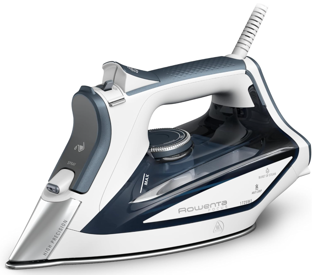 Rowenta Focus Excel Steam Iron for Clothes, AntiDrip Protection, Iron Steamer for Clothes, 1725 Watts, DW5280, Grey