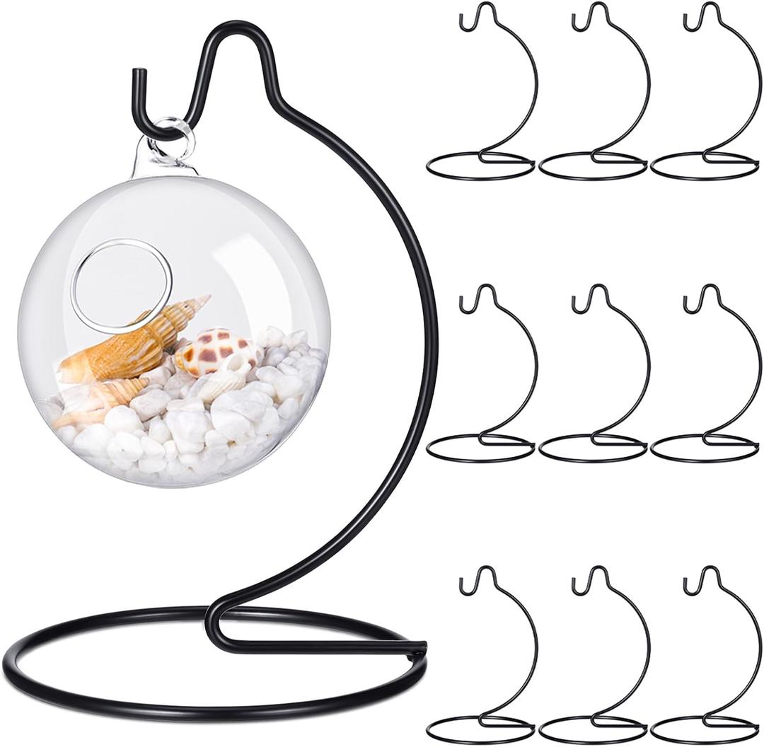 Tatuo 10 Pcs Ornament Display Stand Christmas Holder Hanger Stands Glass Ball Ornament Holder Metal Iron Hanging Hanger for Display Terrarium Air Plant Home Party Decoration