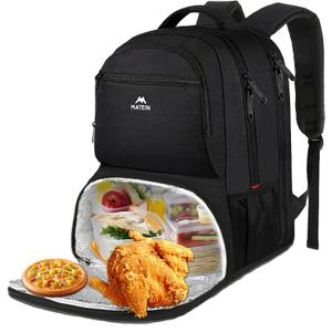 MATEIN Lunch Backpack for Men, 17 Inch Insulated Cooler Backpack with Lunch Compartment, Water Resistant Laptop Back Pack Computer Meal Prep Backpacks Mens Gifts Work Picnic College Travel (Black)