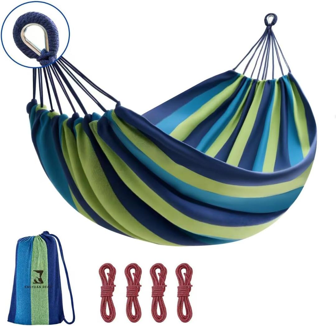 Camping Hammock Comfortable Fabric Hammocks with Tree Straps for Travel Patio Garden, Hanging Sturdy Indoor/Outdoor Hammock Up to 660lbs Portable Hammocks with Travel Bag (Green)