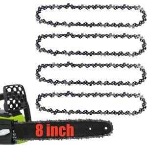 4Pcs 8 inch Chainsaw Chain 3/8" LP Pitch .050" Gauge 33 Drive Links Chain Saw Chains Fits for Portland Pole Saw 62896 Kobalt, ChainSaw Blade for Greenworks Sunjoe Swj800e Oregon S33 Chicago