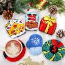 Mindsoft 6 Pcs Christmas Punch Needle Kits for Adults Beginners Punch Needle Coaster Xmas Embroidery Kit with 6 Patterns Yarn Tools Felt Embroidery Hoop Instruction for DIY Christmas Craft Night Ideas