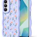 Compatible with Galaxy A16 5G Phone Case for Women Girls, Curly Wavy Frame with Cute Pattern, Aesthetic Slim Soft Silicone TPU Bumper Shockproof Phone Case for Samsung A16 - Tulip Daisy