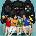 Large Video Game Shaped Backdrop Game on Photography Backdrop Gaming Party Decoration Gaming Photo Prop Level up Background for Kids Birthday Video Gamer Level Up Theme Party Decoration 70.9inch