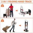 3 in 1 Heavy Duty Folding Hand Truck, Convertible Portable Steel Dolly with Telescopic Handle, Foldable Utility Cart with Rubber Wheels, 500 LBS