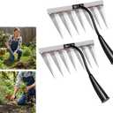 2Pcs Iron Rake for Weeding, Garden Metal Rake Heavy Duty with 7 Tines, Garden Weeding Rake Tools, Sharp Gardening Weed Rake Tool, Hand Rake Weeder Tool Weed Puller for Backyard Farm Planting Weeding