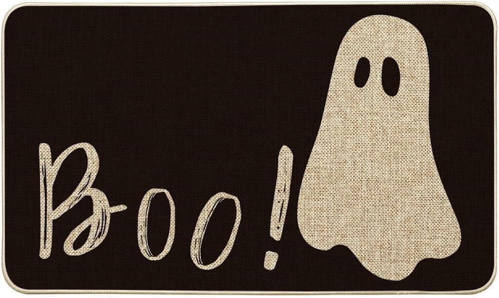 Artoid Mode Ghost Boo Decorative Doormat, Seasonal Fall Halloween Holiday Low-Profile Floor Mat Switch Mat for Indoor Outdoor 17 x 29 Inch