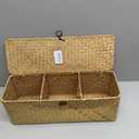 Seagrass Tank Basket with Lid Woven Toilet Roll Storage Basket with Sections Rectangular for Organize Snack Toys Tampon (Large Compartment 16.5inch L x 5.5inch W x 5.5inch H) Natural