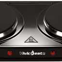 Vivicreate Electric Hot Plate, Portable Countertop Electric Cooktop, Adjustable Temperature Control, 110V Extra Burner for Apartment, Dorm, RV, Small Kitchen (Double Cast Iron Burner)