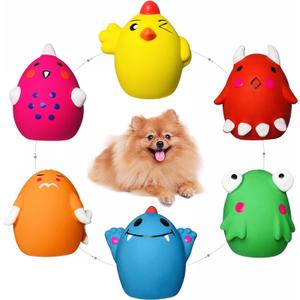 Squeaky Dog Toys for Small Dogs and Medium Breeds, Puppy Small Dog Toys Squeaky Dog Balls 6pcs for Mini, Small, Medium Breeds (1.89" *2.7" Egg Shape, Multi-colored)