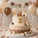 Bear Cake Toppers Bear Balls Cake Decorations with Stars Clouds Cake Toppers for Boy Girl Baby Shower Birthday Party Decorations (Dark Brown Bear Set)