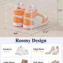 Kitsure Thicker & Sturdier Shoe Boxes - 12 Pack White Clear Plastic Foldable Storage Organizer with Magnetic Door, Reinforced Heavy-Duty Design for Sneakers, Toiletries & Accessories, 13.2"x9.8"x7.3"