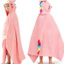 Joiedomi Unicorn Hooded Towel for Kids Soft 100% Cotton Bath Beach Towel 30" x 50" for Kids 3-10 Years Toddler Pool Poncho with Hood Absorbent Swim Wrap for Boys Girls