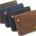 Mens Wallet Bifold Leather Matte Wallet for Men, Thin & Stylish Card Holder with ID Window