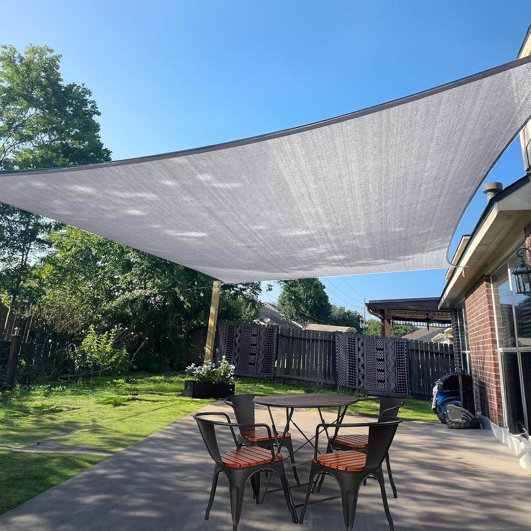 SUNLAX Sun Shade Sail 20' x 23' Silver Grey Rectangle Canopy Sail Shade Cover UV Block Permeable Sunshade Outdoor for Patio Backyard 
