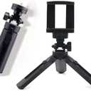 2 Pack Mini Phone Tripod Extendable Mini Camera Tripod with Phone Clip 1/4 Inch Screw Portable Selfie Stick Folding Cell Phone Stand Desk Smartphone Holder for iPhone Fill Video Selfie Light