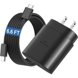 For Samsung Galaxy Z Flip 7/Fold 7/Flip 7 FE/Flip 6/Z Fold 6/Z flip 5/Z Fold 5/Z Flip 4 Charger Block [25W]Super Fast Charger Block USB Type C Fast Charging Cord [6.6FT] High Speed Adapter USB C Phone