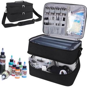 Tattoo Carrying Case Tattoo Supplies Organizer Tattoo Kit Box Case Tattoo Equipment Storage Bag Tattoo Travel Tattoo Storage Organizer for Tattoo Stencil Printer, Tattoo Ink, Tattoo Equipment
