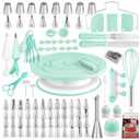 Cake Decorating Kit,137pcs Cake Decorating Supplies with Cake Turntable for Decorating,Pastry Piping Bag,Russian Piping Tips Baking Tools, Cake Baking Supplies for Beginners(Green)