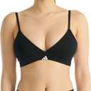 adidas Women's 3 Stripes Active Essentials Cotton Triangle Wrap Bralette (Medium, Black)