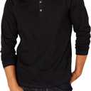 Amazon Essentials Men's Long-Sleeve Henley Shirt (Black, M)