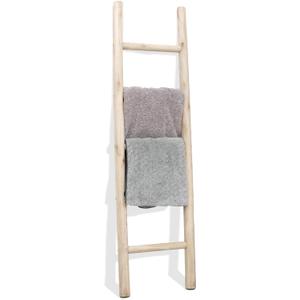 FUIN 57in Wood Blanket Ladder Living Room Decorative Wall Leaning Farmhouse Quilt Display Holder Rustic Wooden Towel Rack for Bathroom, Unfinished (57in | Knock Down, Natural)