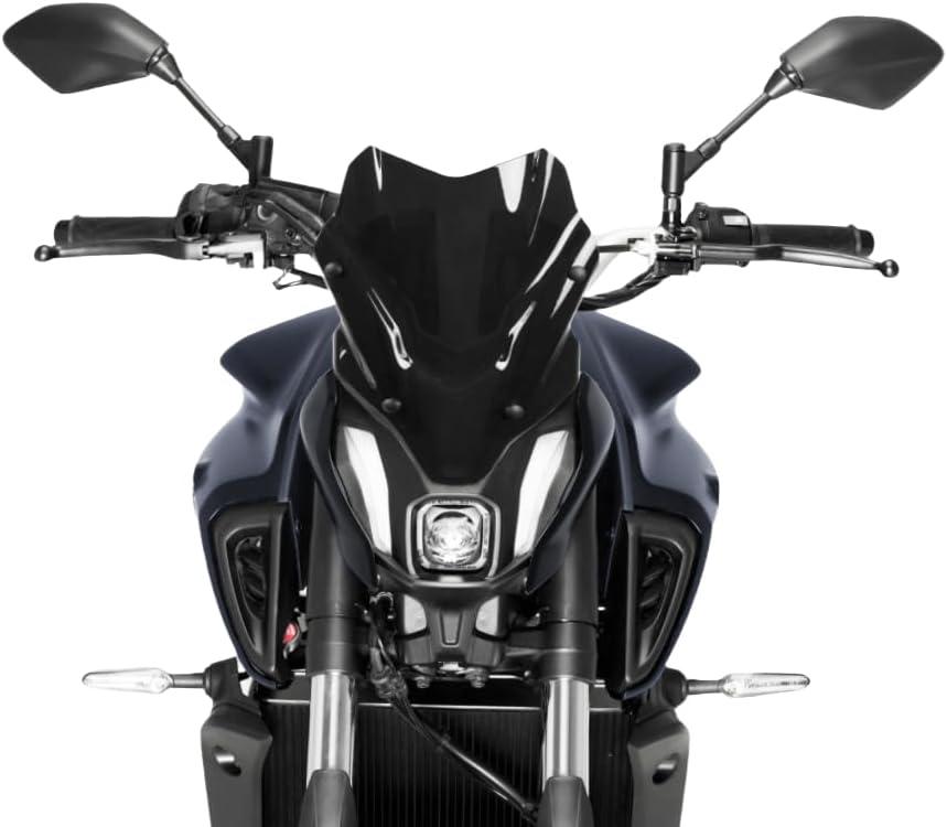 Motorcycle Windscreen Windshield for Yamaha MT-07 FZ-07 MT07 FZ07 2021 2022 2023 Fairing Wind Screen Deflector Visor Protector (Black)