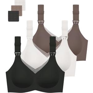 Gailife 3 Pack Nursing Bras for Breastfeeding Seamless V Neck Mesh Maternity Bra Comfort Pregnancy Sleep Bralette (M)