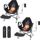 Nice C Heated Hammock Camping Chair with Footrest, Heated Camping Chair with Battery, Rocking Swing Chairs, Hammock Chairs with Stand, Heavy Duty (2, Heat Black W/Footrest)