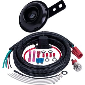 RZR Horn Kit,Universal UTV Horn Kit with Button Wire Harness,Compatible with ATV,Golf Cart,Polaris RZR Ranger,Side by Side,Club Car(Black Disc Horn Kit)