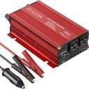 600W Car Power Inverter 12V DC to 110V AC Car Plug Adapter Outlet Converter with 2 AC Outlets and 65W PD USB-C & 18W QC USB-A Fast Charging Ports Power Inverters for Vehicles(Red)