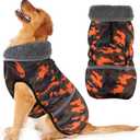 Dogcheer Warm Dog Coat, Waterproof Dog Jacket Christmas Puppy Winter Coat with Buckle, Reflective Adjustable Pet Snow Jacket Turtleneck Fleece Sweater for Large Dogs - Orange Camo, 4XL