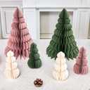6 Pcs Paper Christmas Tree, Beige, Sage Green and Dusty Pink Tabletop Christmas Decorations with Magnetic Closure, 12" & 6" Foldable Reusable Holiday Trees for Mantel, Table Centerpiece