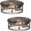 Industrial Flush Mount Light Fixture, 2-Light Farmhouse Ceiling Lights for Hallway,Kitchen,Stairways,Bedroom,Oil Rubbed Bronze Finish, Size: 12 inch - 2PK