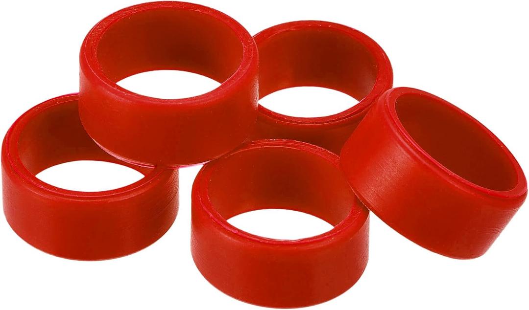 MECCANIXITY Silicone Rubber Bands Rings Non-slip 1" Red for Wrapping Paper, Cord Wraps, Bundle 5pcs