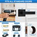 Plustool 6 Pack Matte Black Door Handles Interior, Keyless Interior Door Knobs, Privacy Door Locks for Bedroom Bathroom, Heavy Duty Square Door Lever Locksets, Reversible for Left & Right Handled Doors