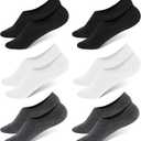 WHISPER DEER No Show Low Cut Socks Men - Invisible Casual Cotton Loafer Socks With Non-Slip Grip (3/6/12 Packs)