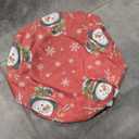 Merry Christmas Round Fitted Tablecloth with Elastic Edge,Waterproof Winter Red Checkered Xmas Snowman Snowflake Buffalo Plaid Table Cover for 40-44" Stretch Table Cloth for Dinner Indoor Outdoor