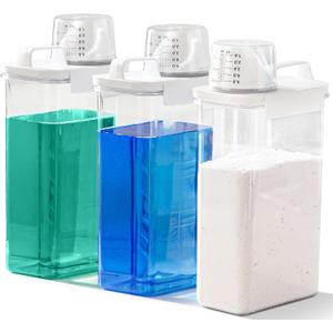 [3 Pack] Liquid Laundry Detergent Dispenser For Laundry Room Organization And Storage, 78oz Large Capacity Laundry Soap Containers With 12 Removable Labels, BPA Free & PET Plastic Clear