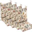 Set of 4 Outdoor Dining Chair Cushions, Comfort Patio Seating Cushions, 44 x21x4.5 inch, Single Welt and Zipper (Khaki Floral Essence), 4 Pack