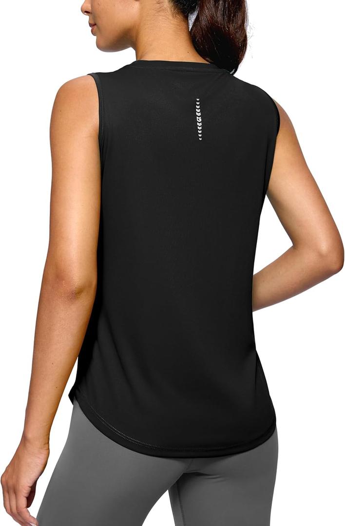 G Gradual Women's Workout Tank Tops Lightweight Sleeveless High Neck Athletic Shirts for Running Gym Tennis Pickleball (Black) L