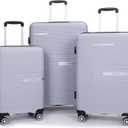 Luggage 3 Piece Sets Suitcase Set with Double Spinner Wheels, Lightweight Carry On Hardside Travel Luggage with TSA Lock, (20/24/28) (Silver)