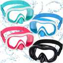 4 Pcs Adult Elastic Strap Swim Goggles with Nose Cover Snorkel Diving Swim Mask Anti Fog Waterproof