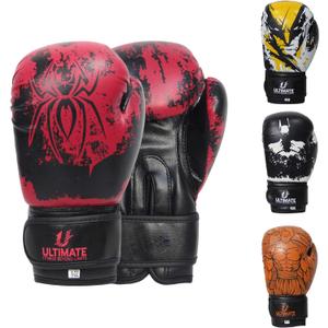 Ultimate Kids Boxing Gloves Youth Sparring & Training Punching Kickboxing Muay Thai Age 6-15 Child Training Gloves (4oz, Spider)