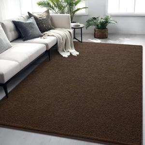 Fluffy 6x9 Feet Area Rug for Living Room, Large Dark Brown Rugs for Bedroom, Modern Low Pile Washable Memory Foam Indoor Carpet, Non Slip Rectangle Carpets for Home Decor