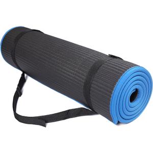 Fitvids All-Purpose 2/5-Inch (10mm) Extra Thick High Density Anti-Slip Exercise Pilates Yoga Mat with Carrying Strap, Multiple Colors (Black)