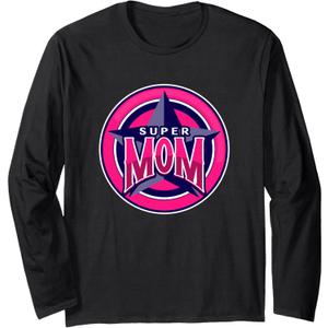 Super Mom Funny Hero Long Sleeve T-Shirt, M