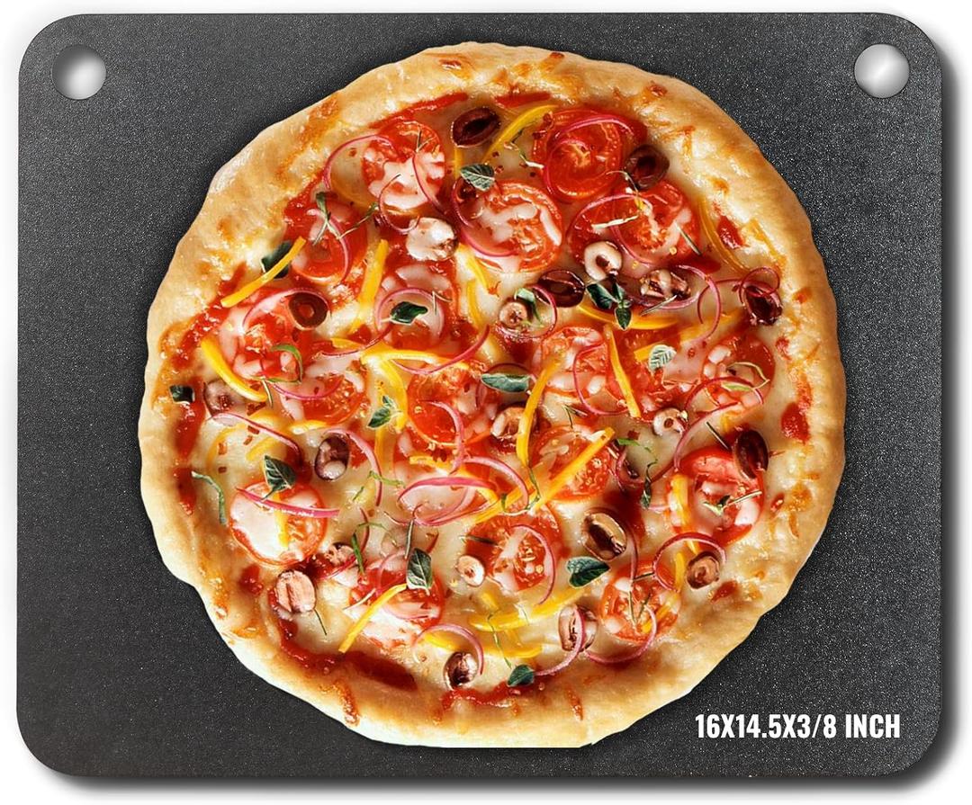 VEVOR Pizza Steel, 16" x 14.5" x 3/8" Pizza Steel Plate for Oven, Pre-Seasoned Carbon Steel Pizza Baking Stone with 20X Higher Conductivity, Heavy Duty Pizza Pan for Outdoor Grill, Indoor Oven, 16" x 14.5" x 3/8" Rectangular