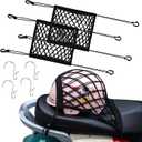 2PCS Motorcycle Bungee Cargo Net 10.3"X15.4" High Elastic Double Layer Thicken Helmet Net Luggage Rack with Adjustable Hooks for Bike Motorcycle Accessories